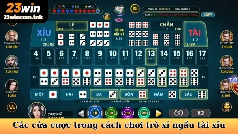 Cách Chơi Trò Xí Ngầu Tài Xỉu 23win Chi Tiết, Dễ Hiểu 6 Các cửa cược trong cách chơi trò xí ngầu tài xỉu
